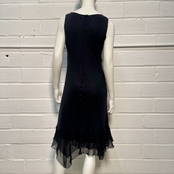 Vintage 90’s/Y2K Black Silk Bias Cut Dress Handkerchief Hem, Size 10 Medium - Picture 6 of 9